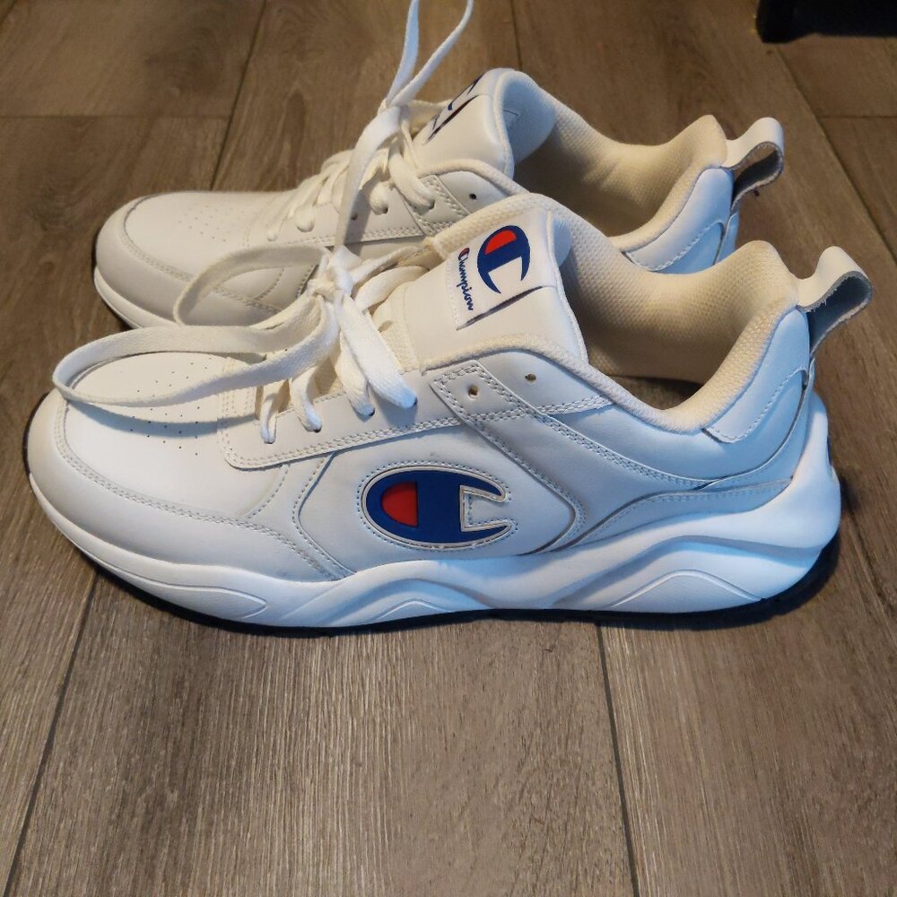 Champion 93 Eighteen white leather low-top lace-up sneakers size 13